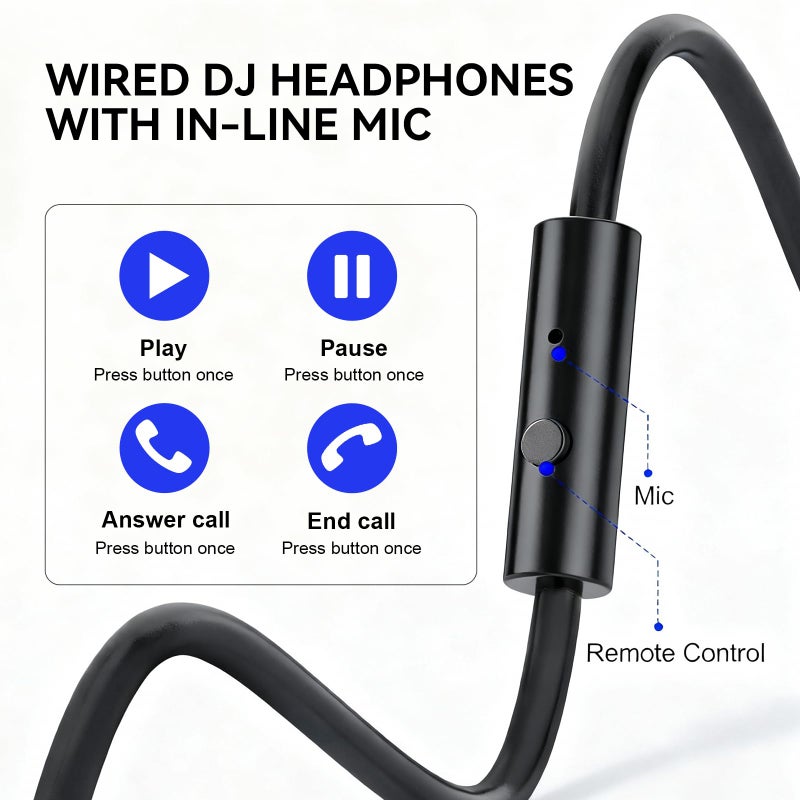 OneOdio Hi-Res Over Ear Headphones for Studio Monitoring and Mixing, Sound Isolation, Protein Leather Earcups, 50mm Driver Unit, Wired Headphones for AMP Guitar Keyboard (Pro-50 Black) - Image 5